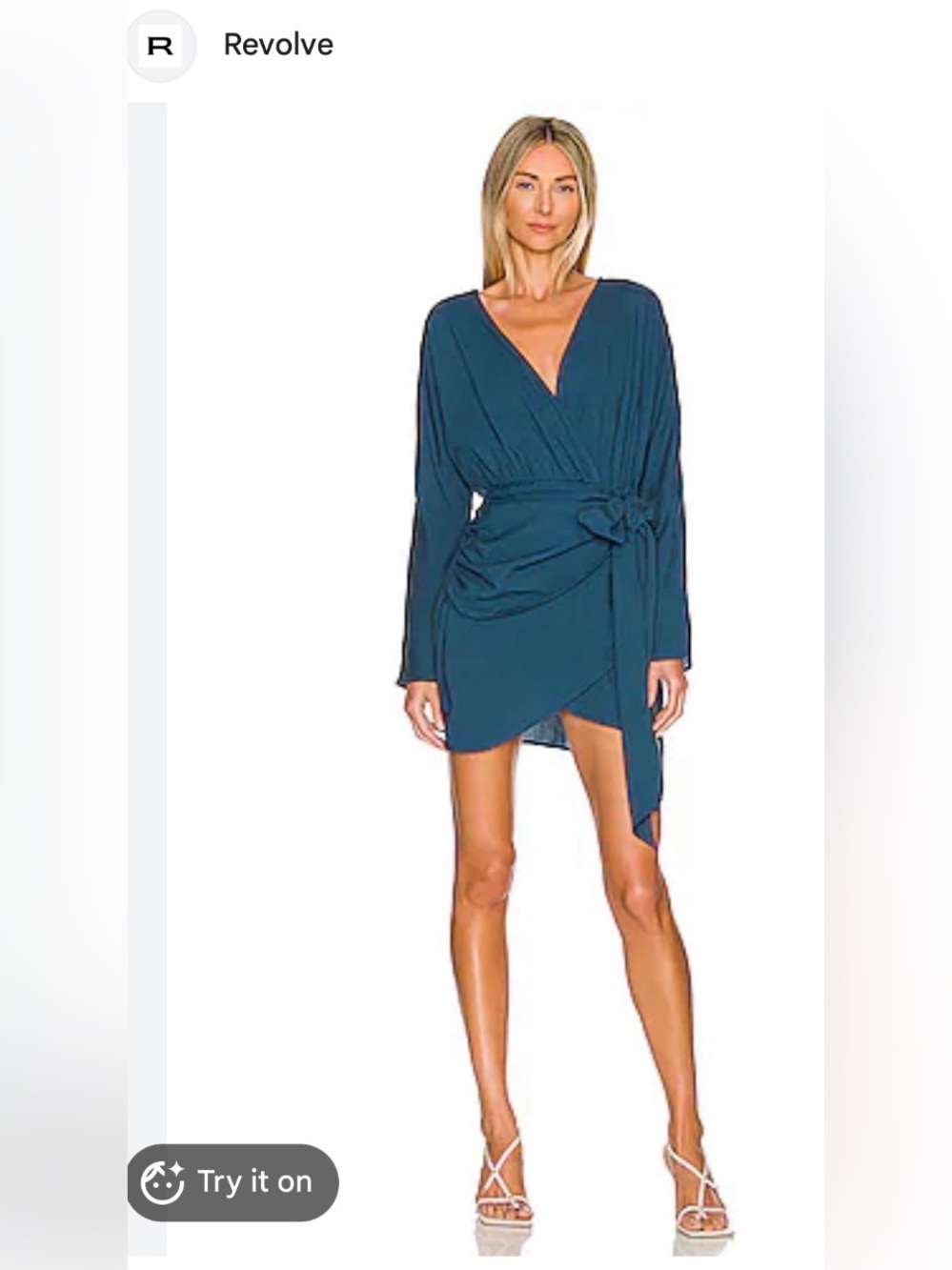 L’ACADEMIE Lorrianna Medium Blue Wrap Mini Dress Excellent Condition